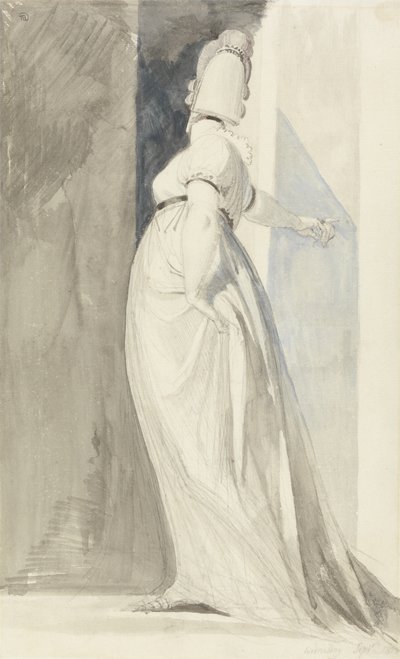 フセリ夫人と呼ばれる立っている女性の背面図 作： Henry  Fuseli