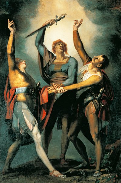 ルトリの誓いの時の3人のコンフェデレーション 作： Johann Heinrich Füssli