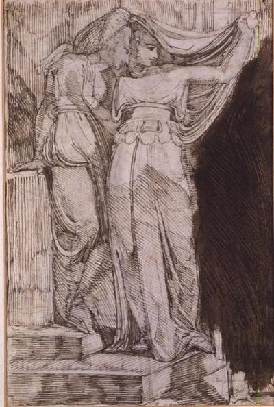 階段に立つ2人の女性像（ローマ、1787年5月 作： Johann Heinrich Füssli