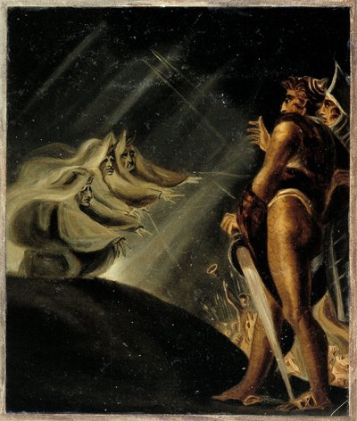 マクベスとバンコの上に浮かぶ魔女たち（Les sorcieres flottant au dessus de Macbeth et Banquo） - par Fussli (Fuseli), Johann Heinrich 作： Henry  Fuseli