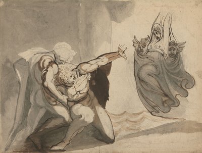 オレステスの幻影 （紙にペン、インク、黒鉛、水彩） 作： Henry (1741 1825) Fuseli