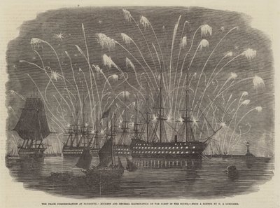 プリマス、ロケットおよび平和の艦隊の一般照明での平和記念 作： Henry A. Luscombe