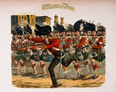 1890年に出版された「ビクトリアクロスギャラリー、1854-84」というタイトルのシリーズから、78番のハイランダーズの頭にあるラクナウの街を充電しているハーバートT.マクファーソン中尉 作： Henry A. Payne