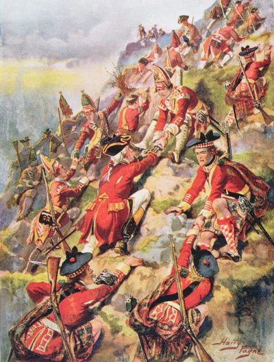 アブラハムの高さをスケーリング、1920年代、CHウィリー少佐による「英国史の栄光の戦い」のイラスト 作： Henry A. Payne