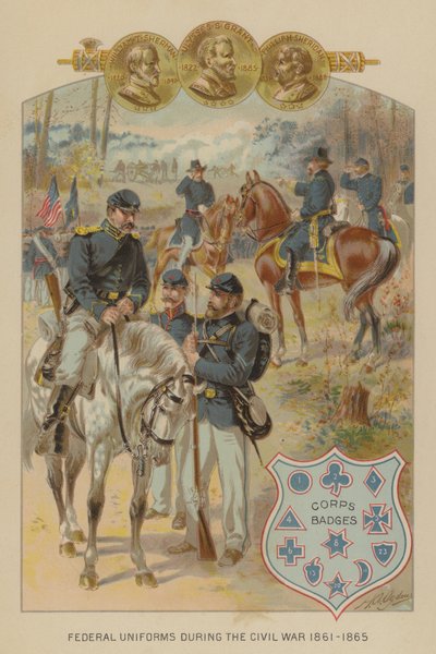 アメリカ南北戦争の連邦軍の制服 作： Henry Alexander (after) Ogden