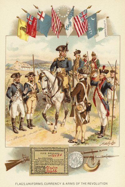 革命の旗、ユニフォーム、通貨、武器（カラーリトグラフ 作： Henry Alexander (after) Ogden