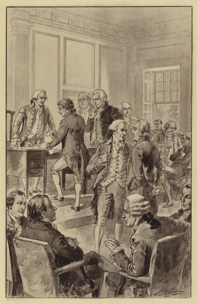 1776年7月4日、独立宣言書の署名（リトグラフ 作： Henry Alexander (after) Ogden