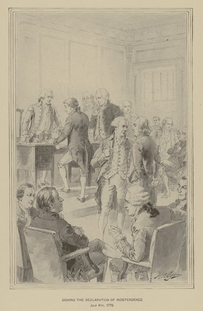 独立宣言書への署名、1776年7月4日(リトグラフ) 作： Henry Alexander (after) Ogden