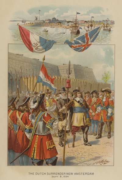 ニューアムステルダムを降伏させるオランダ人（1664年9月8日）（クロモリト 作： Henry Alexander (after) Ogden
