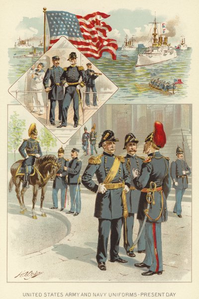 アメリカ陸軍・海軍の制服、現在（カラーリトグラフ 作： Henry Alexander (after) Ogden