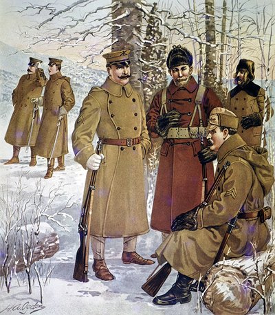 1901-07年アメリカ陸軍の冬服（カラーリトグラフ） 作： Henry Alexander (after) Ogden