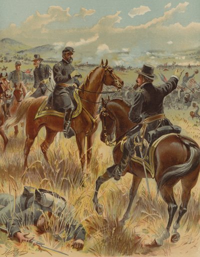 1863年7月2日、南北戦争、ペンシルベニア州ゲティスバーグの戦いでのミード将軍 作： Henry Alexander Ogden