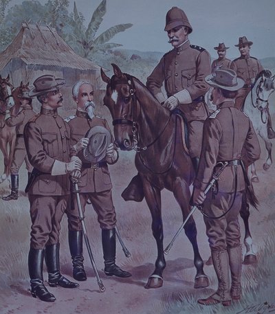 米西戦争1898年、キューバに駐留する米軍、第5軍団第2師団司令官ロートン元帥を装着 作： Henry Alexander Ogden