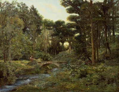 樹木が茂った風景（キャンバスに油彩） 作： Henry Arthur Bonnefoy