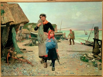 漁師たちが網で帰ってきた、1882 作： Henry Bacon