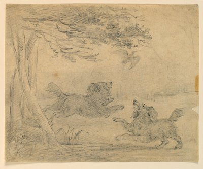 公園での 2 匹のスパニエルの研究 作： Henry Bernard Chalon