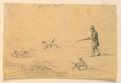 3匹の犬を連れた紳士の習作、狩猟 作： Henry Bernard Chalon
