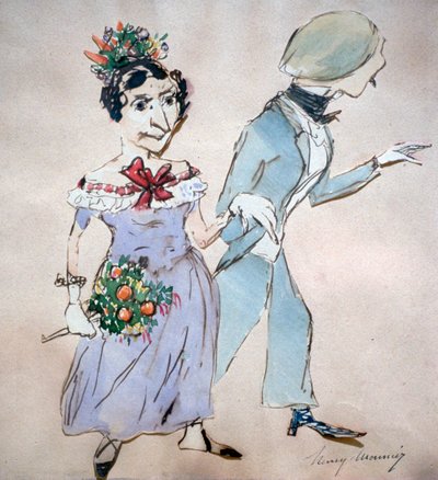 花束を持つカップル、c1825-1877 作： Henry Bonaventure Monnier
