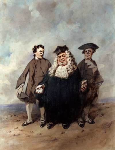 裁判官と訴訟者、1866年。 作： Henry Bonaventure Monnier