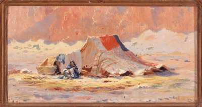 砂漠の中のアラブのテント、ブリダ 作： Henry Brokman Knudsen
