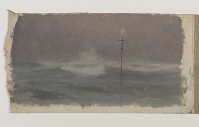 十字架と波、ブルターニュ、1905年頃（油彩・カンヴァス） 作： Henry Brokman Knudsen