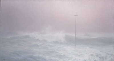 霧の中の十字架、ブルターニュ 作： Henry Brokman Knudsen