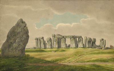 北東部のストーンヘンジ、カート、馬、人、1824年から1839年までの廃墟とかかとの石を示す 作： Henry Browne