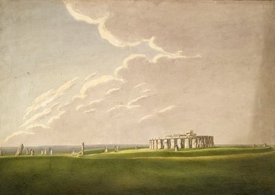 ストーンヘンジのアンテディルヴィアン大神殿: 北から見た元の状態、1824～1839 年 作： Henry Browne
