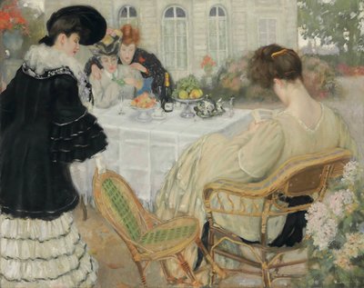 お茶を飲む女性、1902年。 作： Henry Caro Delvaille