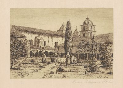 庭園、ミッション・サンタバーバラ、1888年。 作： Henry Chapman Ford