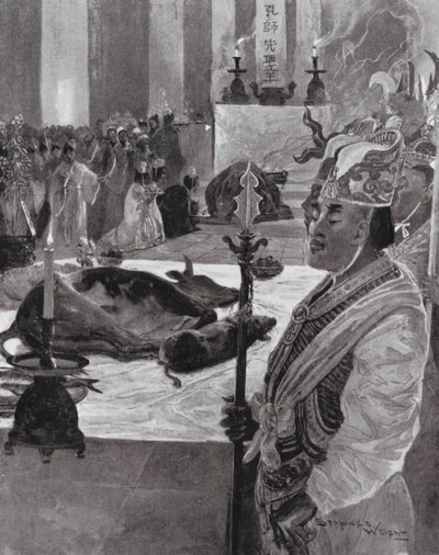 儒教寺院の生け贄（リトグラフ） 作： Henry Charles Seppings Wright