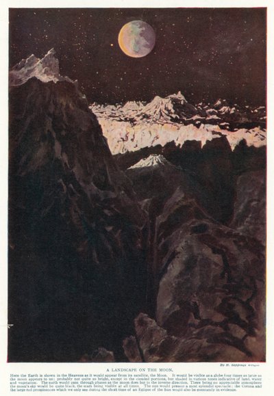 月面の風景（カラーリトグラフ 作： Henry Charles Seppings Wright