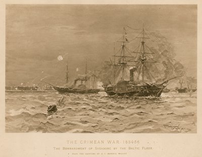 英国バルチック艦隊によるスベボーグ砲撃（クリミア戦争 作： Henry Charles Seppings Wright