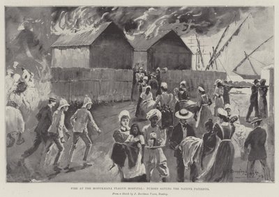 看護師がネイティブの患者を救うモディカナペスト病院で火災 作： Henry Charles Seppings Wright