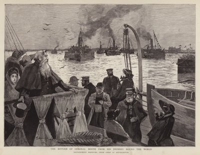 イギリスの救世軍創設者、ウィリアム・ブース将軍が世界ツアーを終えてサウサンプトンに戻ってきた。 作： Henry Charles Seppings Wright