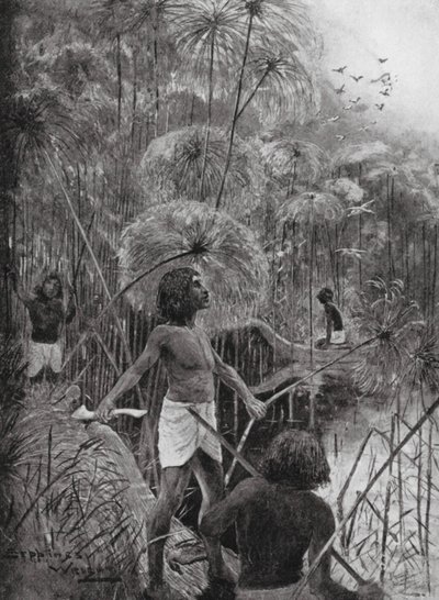 沼地で鳥を殺す（リトグラフ） 作： Henry Charles Seppings Wright