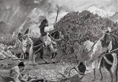 野蛮な部族への襲撃（リトグラフ） 作： Henry Charles Seppings Wright