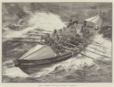 ランディドノーでの救命ボートサンライトNo 1による漁師の救助 作： Henry Charles Seppings Wright