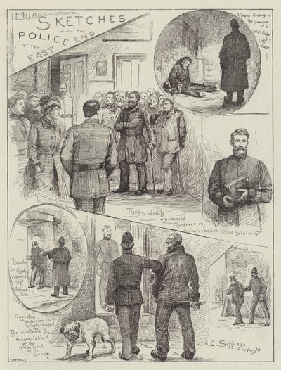 イーストエンドの警察とのスケッチ 作： Henry Charles Seppings Wright