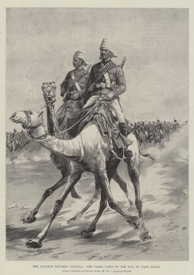 ドンディラへの前進、ワディハルファへ向かう途中のラクダ隊 作： Henry Charles Seppings Wright
