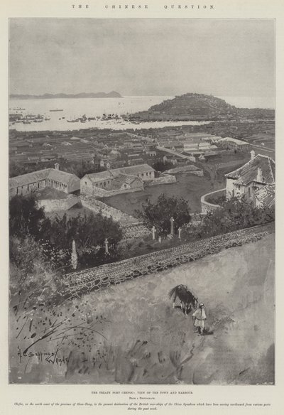 中国の質問、条約港シュフー、町と港の眺め 作： Henry Charles Seppings Wright
