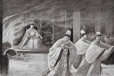 宮殿で焼身自殺する皇帝（リトグラフ） 作： Henry Charles Seppings Wright