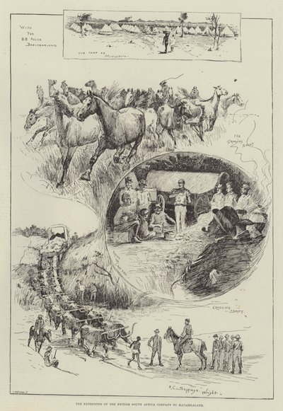 イギリスの南アフリカ企業のマタベレランドへの遠征 作： Henry Charles Seppings Wright