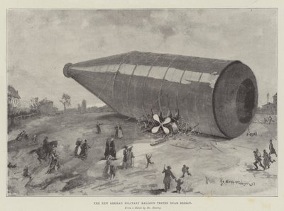 ベルリンの近くでテストされた新しいドイツの軍事バルーン 作： Henry Charles Seppings Wright