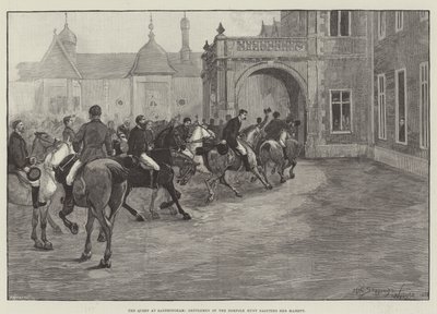 ノーフォークハントの紳士であるサンドリンガムの女王、陛下に敬礼 作： Henry Charles Seppings Wright