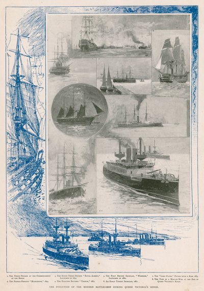 ヴィクトリア朝時代の英国海軍：女王時代の戦艦の進化（フォトグラビア 作： Henry Charles Seppings Wright
