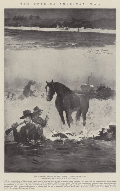 スペイン系アメリカ人戦争、キューバでのガシー遠征隊の着陸の試み 作： Henry Charles Seppings Wright