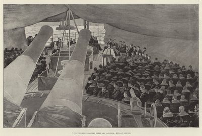 地中海艦隊がサロニカを離れて、日曜日のサービス 作： Henry Charles Seppings Wright