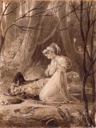 ジョージ・クラッブ作『テイルズ オブ ザ ホール』のシーン、19 世紀。 作： Henry Corbould