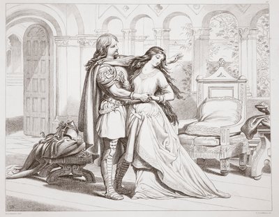 ヘレワードのトルフリダへの最初のインタビュー、チャールズキングスレーのヘレワード大王のイラスト、パブ。 1870年、CGルイスによる彫刻（鋼板の彫刻） 作： Henry Courtney Selous